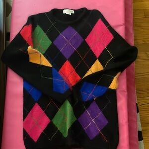 Casual Corner Vintage Multicolor Angora Rabbit and Lambskin Argyle Sweater